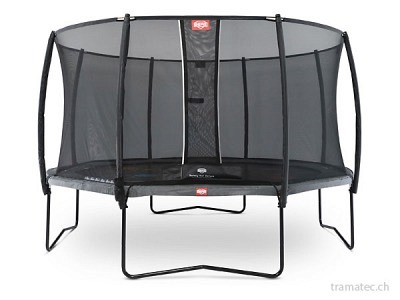 BERG Trampolin Champion Regular 430 Grey Levels + Sicherheitsnetz Deluxe