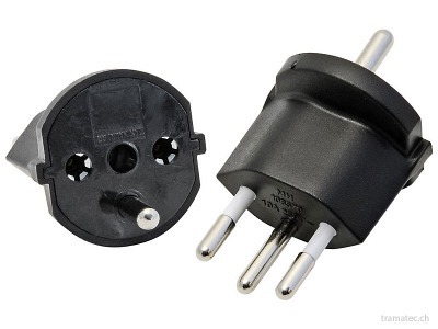 Fix-Adapter Schuko - CH 3pol schwarz 