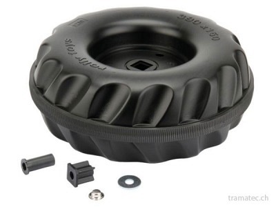 Rolly Toys Ersatzteil Hinterrad mit Laufreifen 390 x 150 für 4-Kant-Mitnehmer