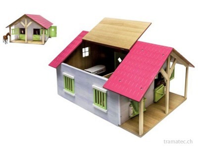 Kids Globe Pferdestall mit 2 Boxen rosa 1:24