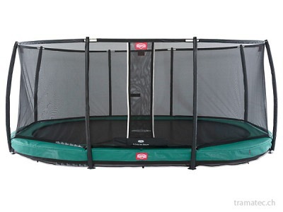 BERG Trampolin Grand Champion InGround 520 Green + Sicherheitsnetz Deluxe
