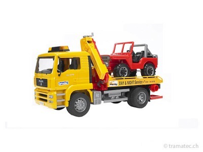 Bruder MAN TGA Abschlepp-LKW mit Geländewagen - 02750
